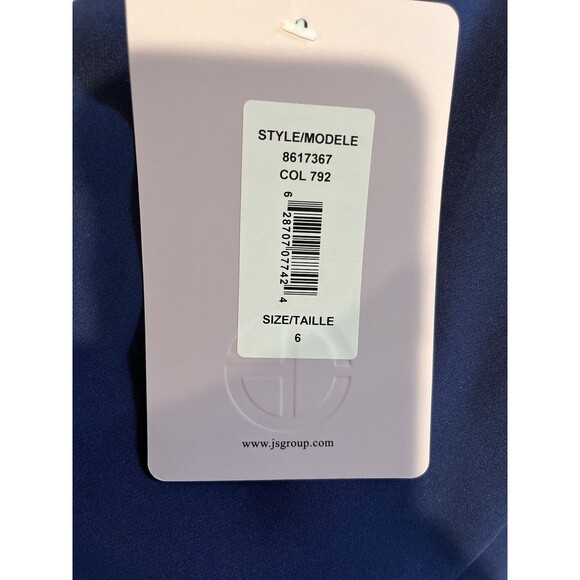 JS Collections women Lilah Bow One Shoulder Long Mermaid Gown size 6 Navy Crepe - Picture 9 of 13